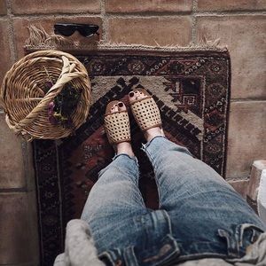 St. Agni Henni Rattan Leather Slides - Size 38 (US 8)